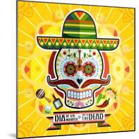Dia De Los Muertos Day of the Dead Skull-escova-Mounted Art Print