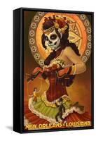 Dia De Los Muertos Marionettes - New Orleans, Louisiana-Lantern Press-Framed Stretched Canvas
