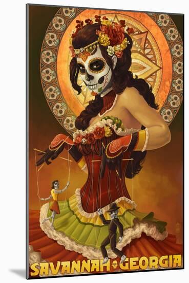 Dia De Los Muertos Marionettes - Savannah, Ga-Lantern Press-Mounted Art Print