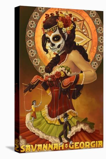 Dia De Los Muertos Marionettes - Savannah, Ga-Lantern Press-Stretched Canvas
