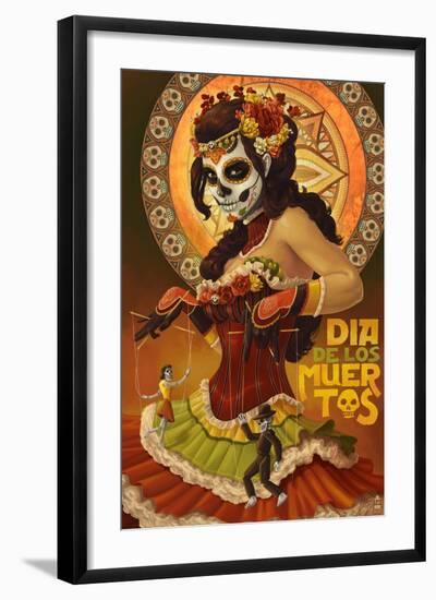 Dia De Los Muertos Marionettes-Lantern Press-Framed Art Print