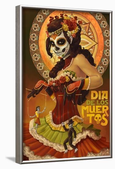 Dia De Los Muertos Marionettes-Lantern Press-Framed Art Print