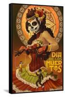 Dia De Los Muertos Marionettes-Lantern Press-Framed Stretched Canvas