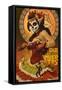 Dia De Los Muertos Marionettes-Lantern Press-Framed Stretched Canvas