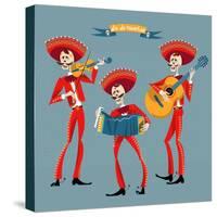 Dia De Muertos. Mariachi Band of Skeletons. Mexican Tradition.-NGvozdeva-Stretched Canvas