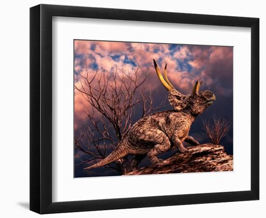 Diabloceratops Was a Ceratopsian Dinosaur from the Cretaceous Period-null-Framed Art Print