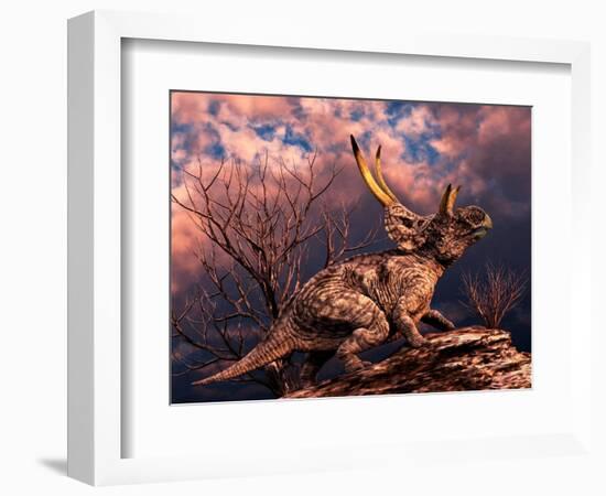 Diabloceratops Was a Ceratopsian Dinosaur from the Cretaceous Period-null-Framed Art Print