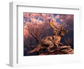 Diabloceratops Was a Ceratopsian Dinosaur from the Cretaceous Period-null-Framed Art Print