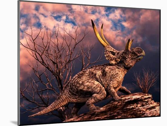 Diabloceratops Was a Ceratopsian Dinosaur from the Cretaceous Period-null-Mounted Art Print