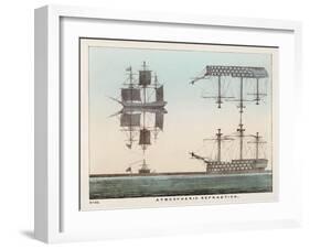 Diagram Explaining Atmospheric Refraction Using Pictures of Ships at Sea to Illustrate the Concept-Charles F. Bunt-Framed Art Print