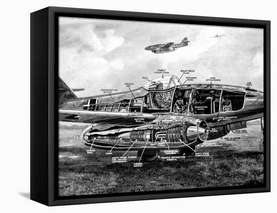 Diagram of a German Me-262 Airplane, Second World War, 1945-null-Framed Stretched Canvas