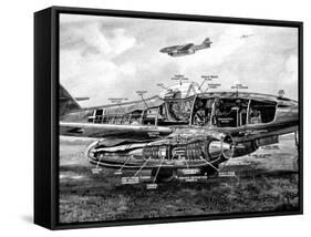 Diagram of a German Me-262 Airplane, Second World War, 1945-null-Framed Stretched Canvas