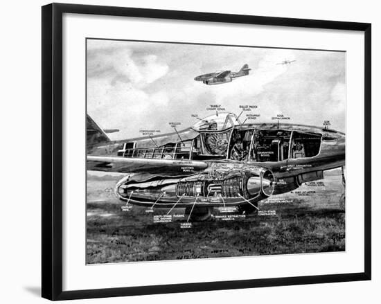 Diagram of a German Me-262 Airplane, Second World War, 1945-null-Framed Photographic Print