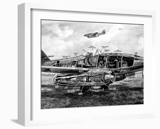 Diagram of a German Me-262 Airplane, Second World War, 1945-null-Framed Photographic Print