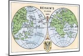 Diagram of Globe by Martin Behaim, Without the New World, Created in 1492-null-Mounted Giclee Print