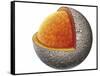 Diagram of Mercury Interior Structure Showing Crust, Mantle and Large Iron Core-null-Framed Stretched Canvas