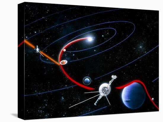 Diagram of Paths Taken by the 2 Voyager Spacecraft-Julian Baum-Stretched Canvas