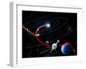 Diagram of Paths Taken by the 2 Voyager Spacecraft-Julian Baum-Framed Photographic Print