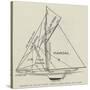 Diagram of Racing Yacht, Naming Sails, Ropes, and Spars-null-Stretched Canvas