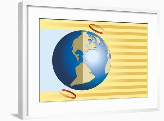 Diagram of Terrestrial Rotation of Earth Causing Alternation of Night and Day-null-Framed Giclee Print