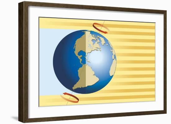 Diagram of Terrestrial Rotation of Earth Causing Alternation of Night and Day-null-Framed Giclee Print