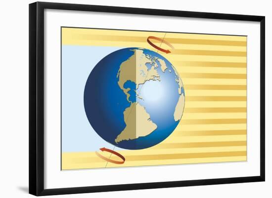 Diagram of Terrestrial Rotation of Earth Causing Alternation of Night and Day-null-Framed Giclee Print