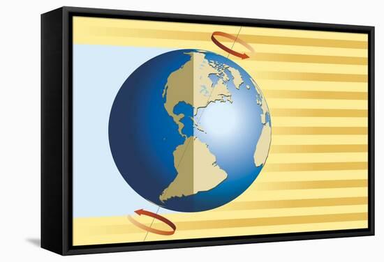 Diagram of Terrestrial Rotation of Earth Causing Alternation of Night and Day-null-Framed Stretched Canvas