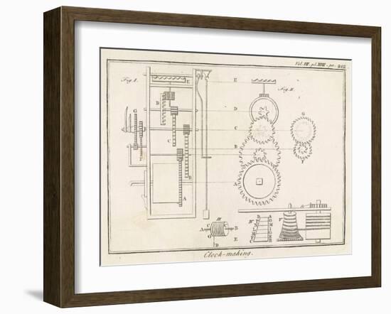 Diagram of the Inner Workings of a Clock-null-Framed Art Print