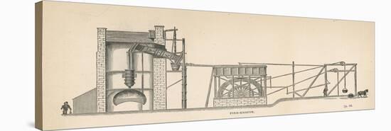 Diagram Showing the Use of a Steam Engine in a Coal Mine-null-Stretched Canvas