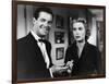 DIAL M FOR MURDER, 1954 directed by ALFRED HITCHCOCK Robert Cummings and Grace Kelly (b/w photo)-null-Framed Photo