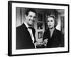 DIAL M FOR MURDER, 1954 directed by ALFRED HITCHCOCK Robert Cummings and Grace Kelly (b/w photo)-null-Framed Photo