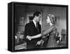 DIAL M FOR MURDER, 1954 directed by ALFRED HITCHCOCK Robert Cummings and Grace Kelly (b/w photo)-null-Framed Stretched Canvas