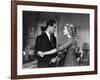 DIAL M FOR MURDER, 1954 directed by ALFRED HITCHCOCK Robert Cummings and Grace Kelly (b/w photo)-null-Framed Photo