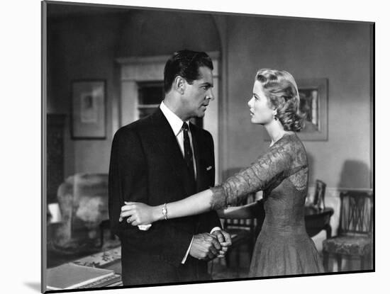 DIAL M FOR MURDER, 1954 directed by ALFRED HITCHCOCK Robert Cummings and Grace Kelly (b/w photo)-null-Mounted Photo