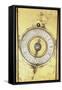 Dial of Gilt Bronze Clock with Large Bronze Bell-null-Framed Stretched Canvas