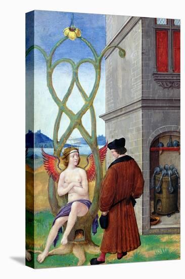 Dialogue Between the Alchemist and Nature, 1516 (Vellum)-Jean Perreal-Stretched Canvas