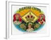 Diamond Crown Brand Cigar Box Label-Lantern Press-Framed Art Print