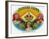 Diamond Crown Brand Cigar Box Label-Lantern Press-Framed Art Print