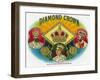 Diamond Crown Brand Cigar Box Label-Lantern Press-Framed Art Print