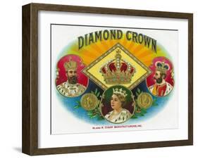 Diamond Crown Brand Cigar Box Label-Lantern Press-Framed Art Print