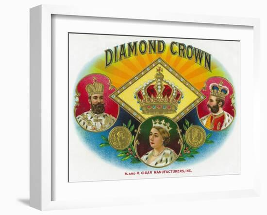 Diamond Crown Brand Cigar Box Label-Lantern Press-Framed Art Print