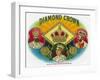 Diamond Crown Brand Cigar Box Label-Lantern Press-Framed Art Print