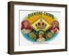 Diamond Crown Brand Cigar Box Label-Lantern Press-Framed Art Print