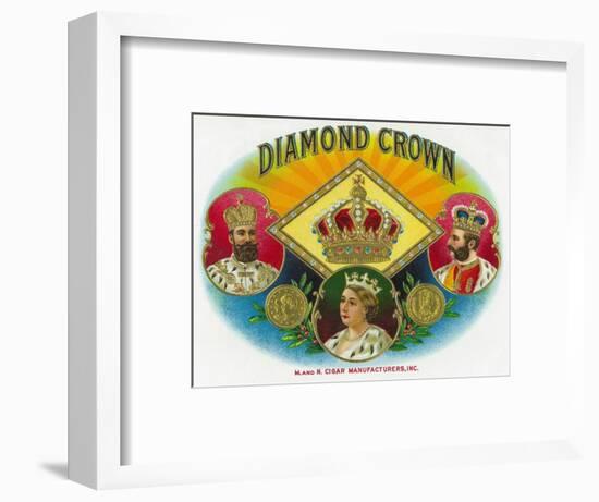 Diamond Crown Brand Cigar Box Label-Lantern Press-Framed Art Print