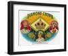 Diamond Crown Brand Cigar Box Label-Lantern Press-Framed Art Print