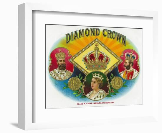 Diamond Crown Brand Cigar Box Label-Lantern Press-Framed Art Print