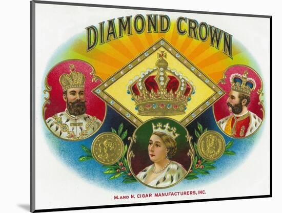 Diamond Crown Brand Cigar Box Label-Lantern Press-Mounted Art Print