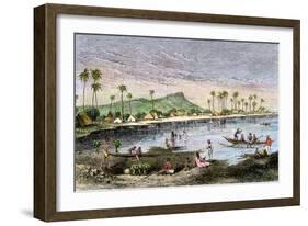 Diamond Head and Waikiki in the Hawaiian Islands, 1870s-null-Framed Giclee Print