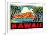 Diamond Head from Waikiki Beach, Hawaii-null-Framed Premium Giclee Print