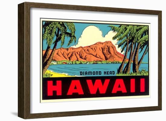 Diamond Head from Waikiki Beach, Hawaii-null-Framed Art Print